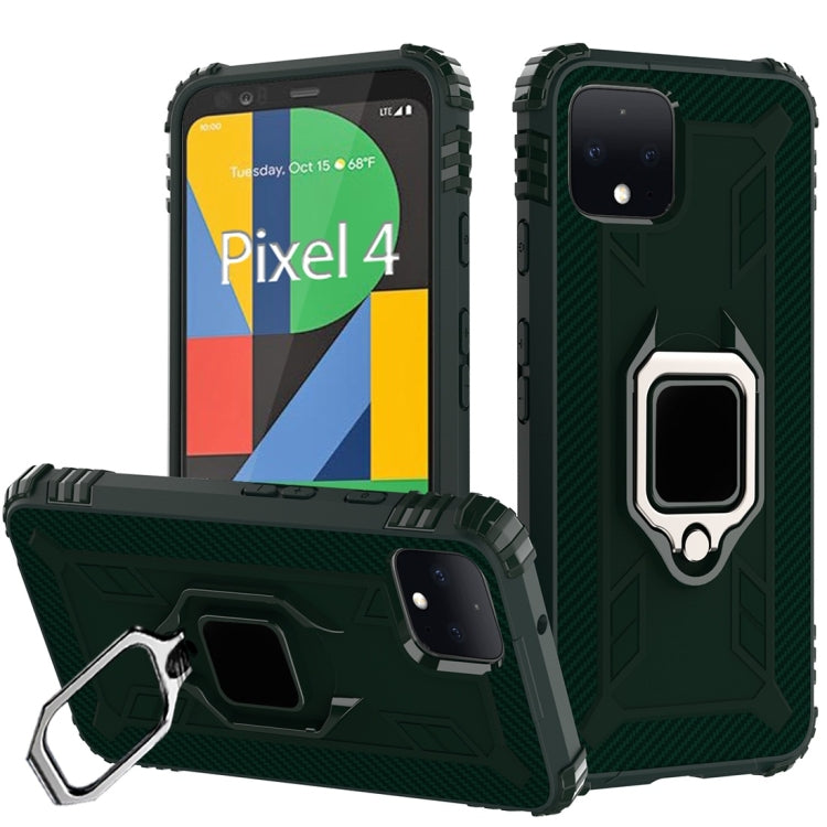 For Google Pixel 4 Carbon Fiber Protective Case with 360 Degree Rotating Ring Holder