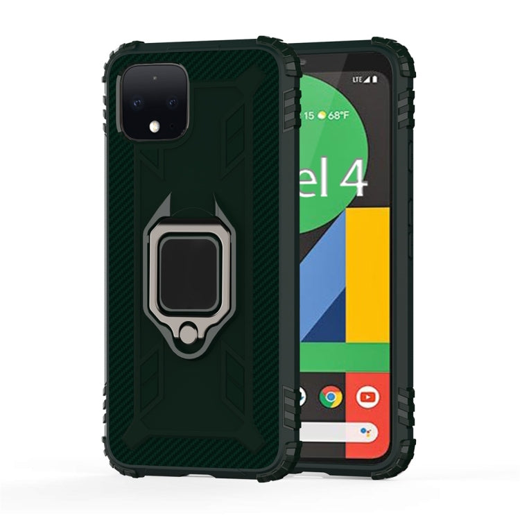 For Google Pixel 4 Carbon Fiber Protective Case with 360 Degree Rotating Ring Holder