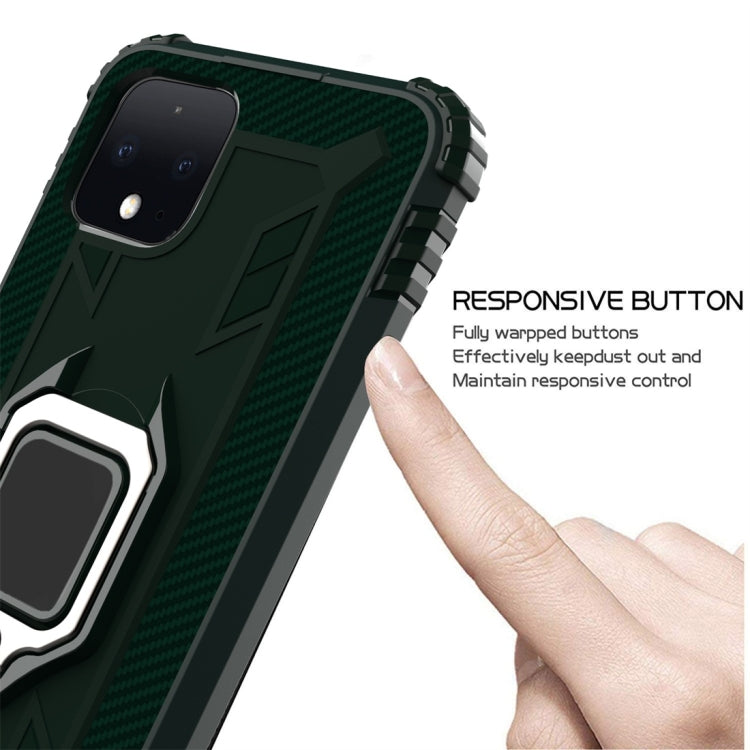 For Google Pixel 4 Carbon Fiber Protective Case with 360 Degree Rotating Ring Holder