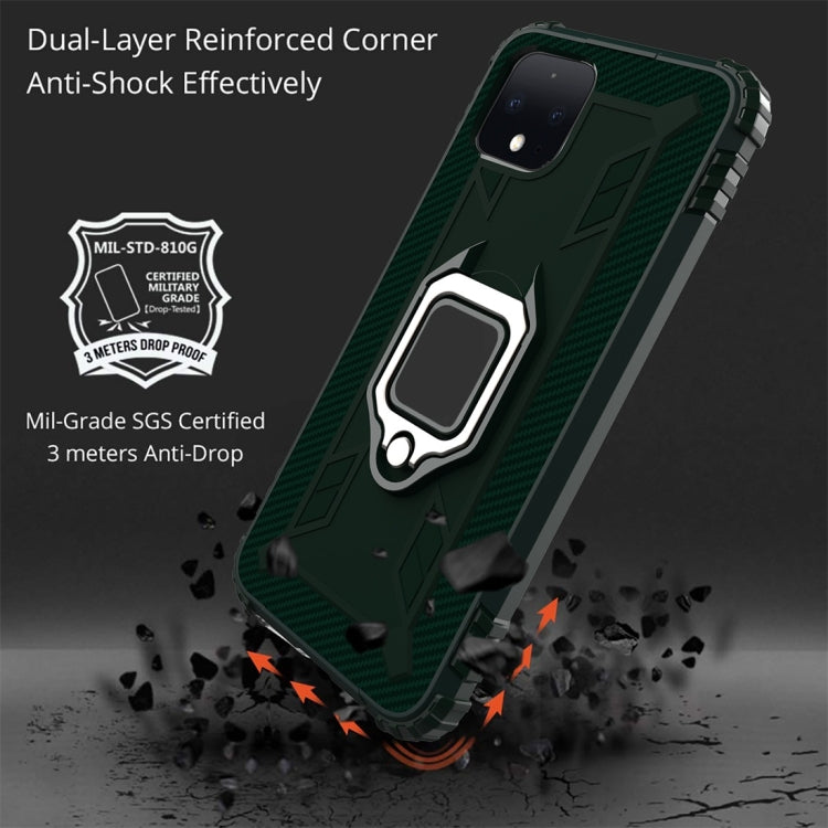 For Google Pixel 4 Carbon Fiber Protective Case with 360 Degree Rotating Ring Holder