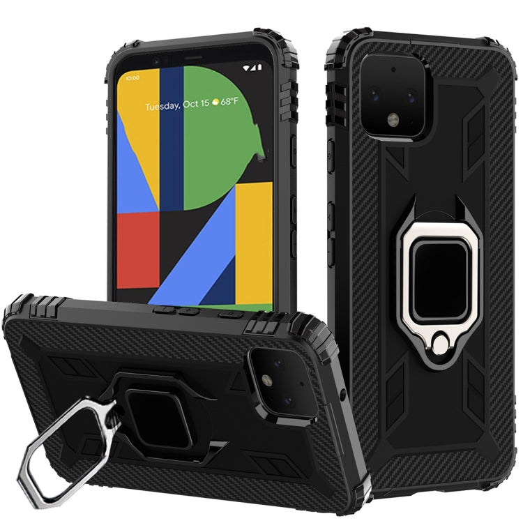 For Google Pixel 4 XL Carbon Fiber Protective Case with 360 Degree Rotating Ring Holder