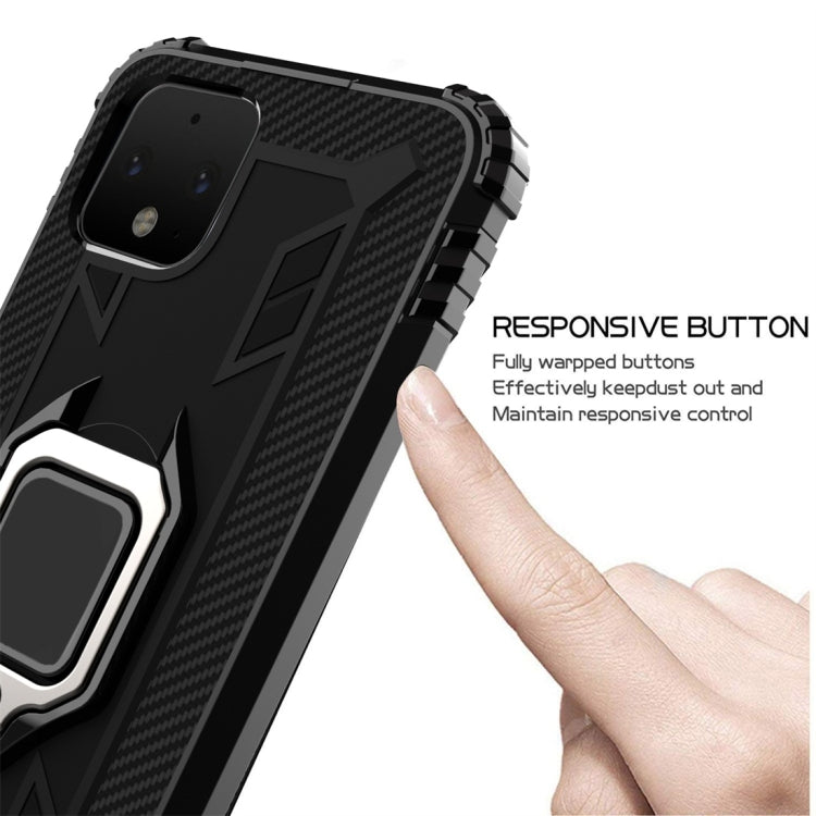 For Google Pixel 4 XL Carbon Fiber Protective Case with 360 Degree Rotating Ring Holder