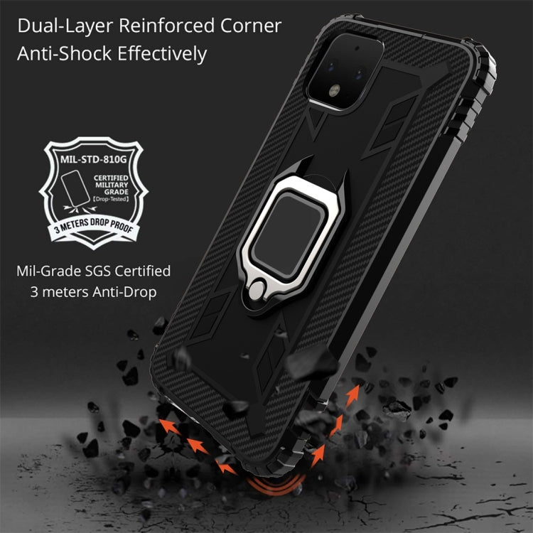 For Google Pixel 4 XL Carbon Fiber Protective Case with 360 Degree Rotating Ring Holder