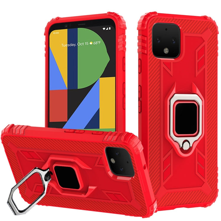 For Google Pixel 4 XL Carbon Fiber Protective Case with 360 Degree Rotating Ring Holder