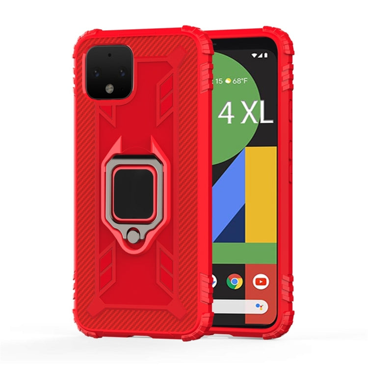 For Google Pixel 4 XL Carbon Fiber Protective Case with 360 Degree Rotating Ring Holder