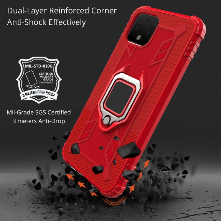 For Google Pixel 4 XL Carbon Fiber Protective Case with 360 Degree Rotating Ring Holder
