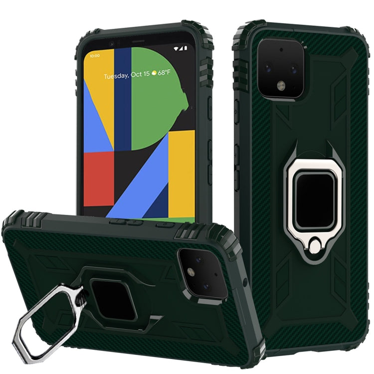For Google Pixel 4 XL Carbon Fiber Protective Case with 360 Degree Rotating Ring Holder