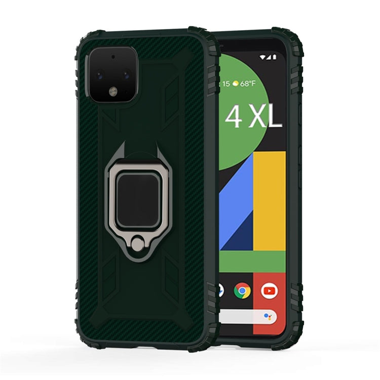 For Google Pixel 4 XL Carbon Fiber Protective Case with 360 Degree Rotating Ring Holder