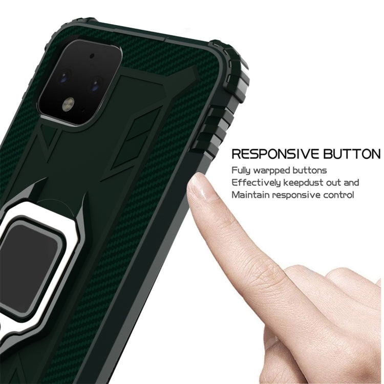 For Google Pixel 4 XL Carbon Fiber Protective Case with 360 Degree Rotating Ring Holder