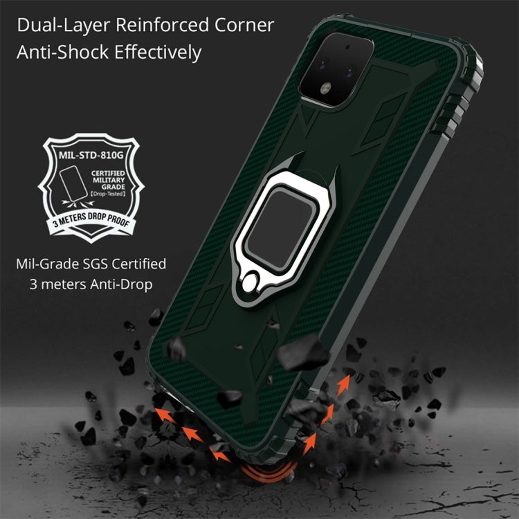 For Google Pixel 4 XL Carbon Fiber Protective Case with 360 Degree Rotating Ring Holder