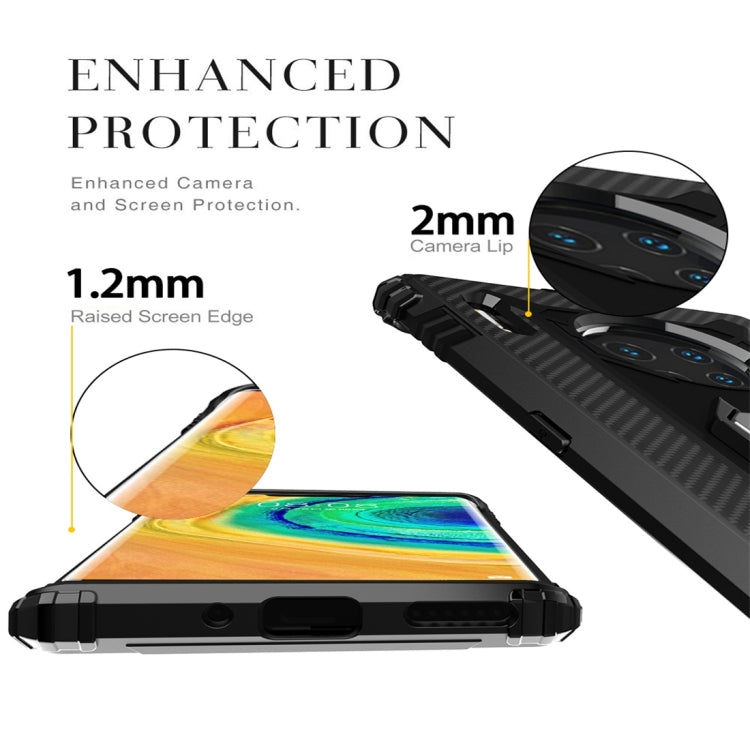 For Huawei Mate 30 Pro Carbon Fiber Protective Case with 360 Degree Rotating Ring Holder