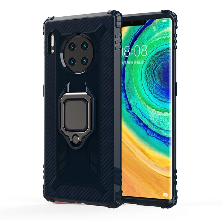 For Huawei Mate 30 Pro Carbon Fiber Protective Case with 360 Degree Rotating Ring Holder