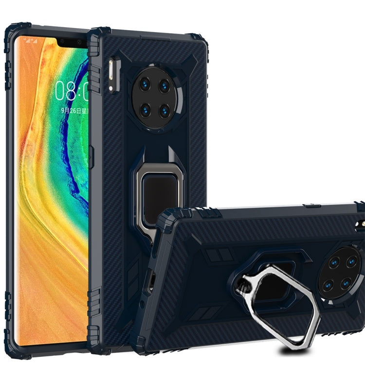 For Huawei Mate 30 Pro Carbon Fiber Protective Case with 360 Degree Rotating Ring Holder
