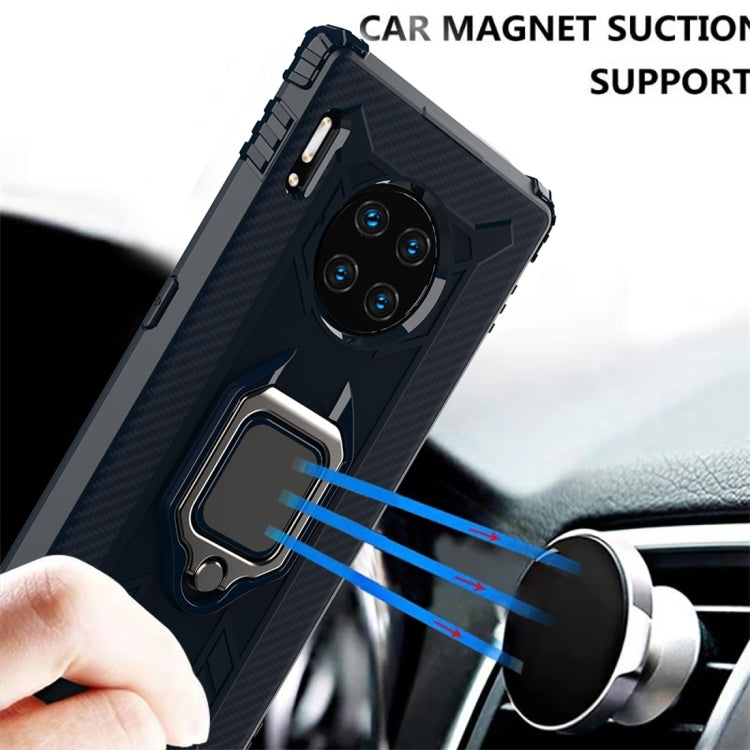 For Huawei Mate 30 Pro Carbon Fiber Protective Case with 360 Degree Rotating Ring Holder