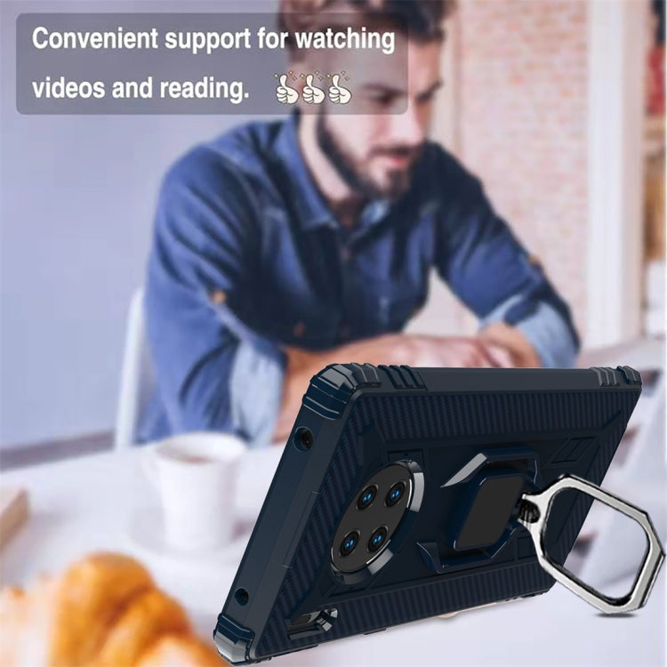 For Huawei Mate 30 Pro Carbon Fiber Protective Case with 360 Degree Rotating Ring Holder