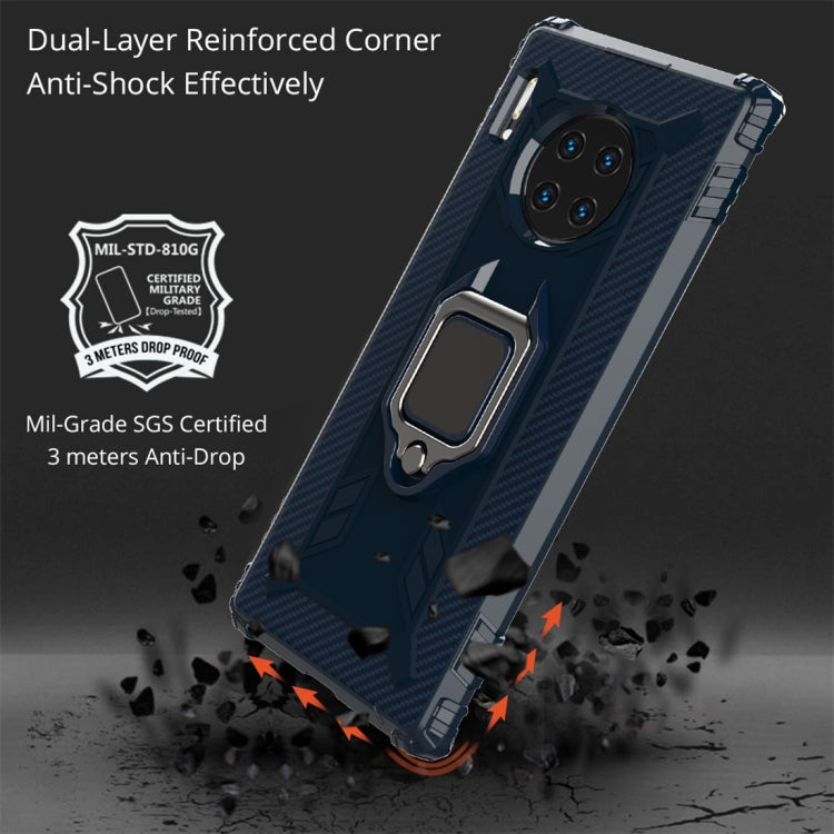 For Huawei Mate 30 Pro Carbon Fiber Protective Case with 360 Degree Rotating Ring Holder