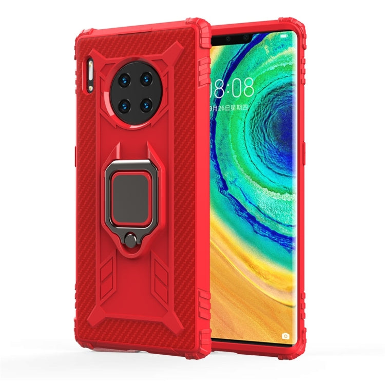 For Huawei Mate 30 Pro Carbon Fiber Protective Case with 360 Degree Rotating Ring Holder