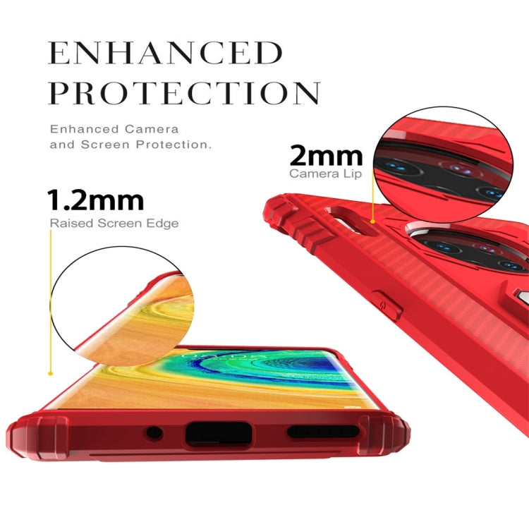 For Huawei Mate 30 Pro Carbon Fiber Protective Case with 360 Degree Rotating Ring Holder