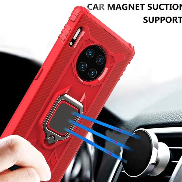 For Huawei Mate 30 Pro Carbon Fiber Protective Case with 360 Degree Rotating Ring Holder