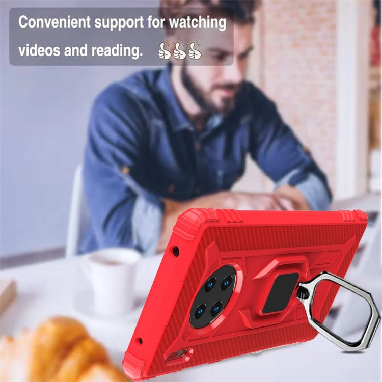 For Huawei Mate 30 Pro Carbon Fiber Protective Case with 360 Degree Rotating Ring Holder