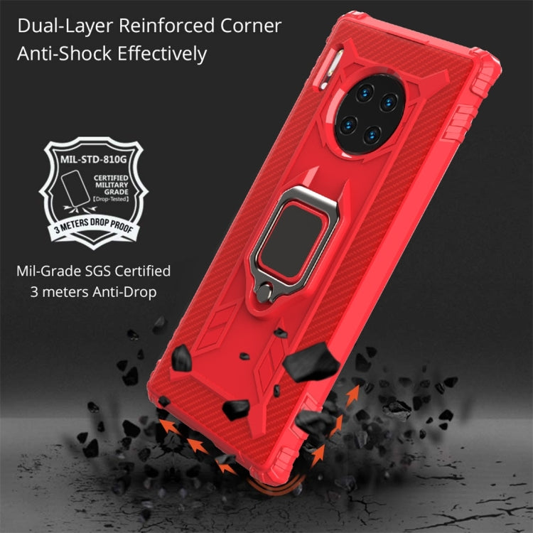 For Huawei Mate 30 Pro Carbon Fiber Protective Case with 360 Degree Rotating Ring Holder