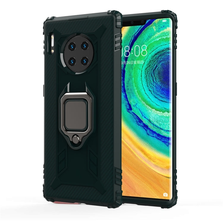 For Huawei Mate 30 Pro Carbon Fiber Protective Case with 360 Degree Rotating Ring Holder