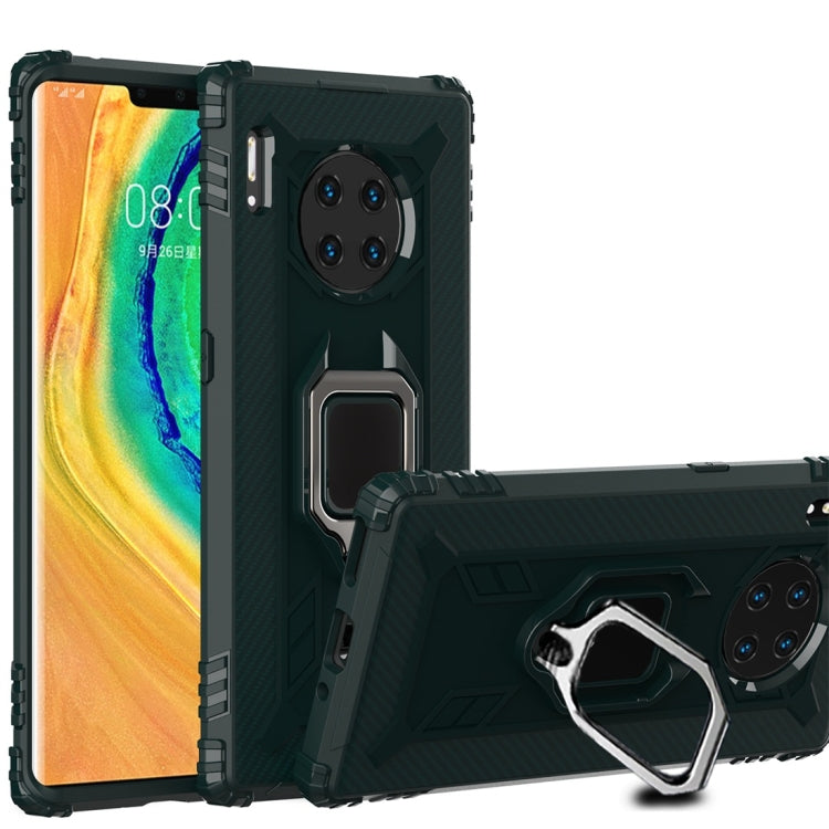 For Huawei Mate 30 Pro Carbon Fiber Protective Case with 360 Degree Rotating Ring Holder