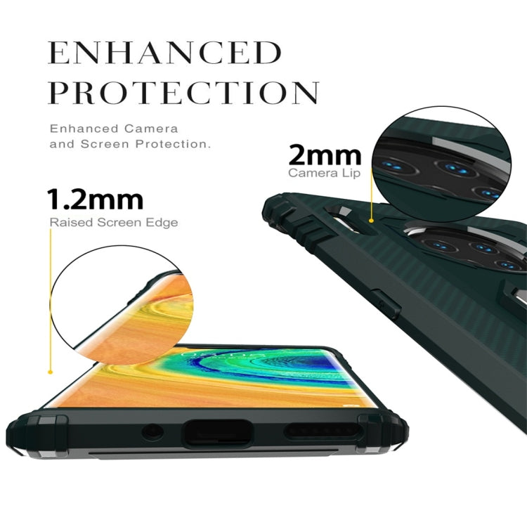 For Huawei Mate 30 Pro Carbon Fiber Protective Case with 360 Degree Rotating Ring Holder