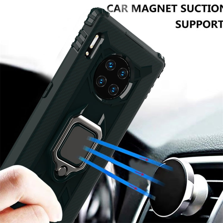 For Huawei Mate 30 Pro Carbon Fiber Protective Case with 360 Degree Rotating Ring Holder