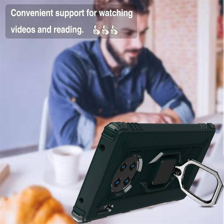 For Huawei Mate 30 Pro Carbon Fiber Protective Case with 360 Degree Rotating Ring Holder