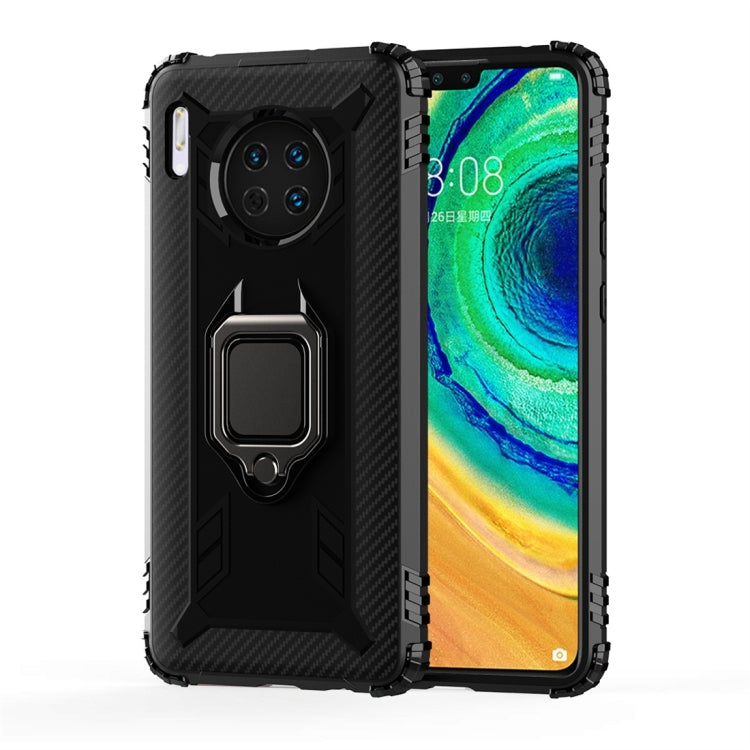 For Huawei Mate 30 Carbon Fiber Protective Case with 360 Degree Rotating Ring Holder