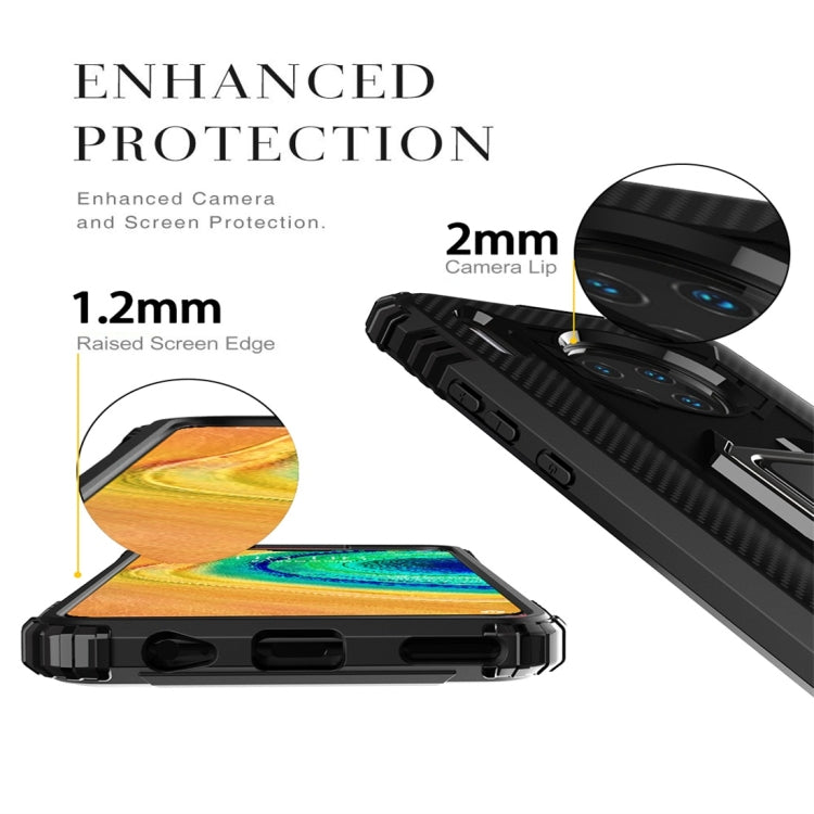 For Huawei Mate 30 Carbon Fiber Protective Case with 360 Degree Rotating Ring Holder