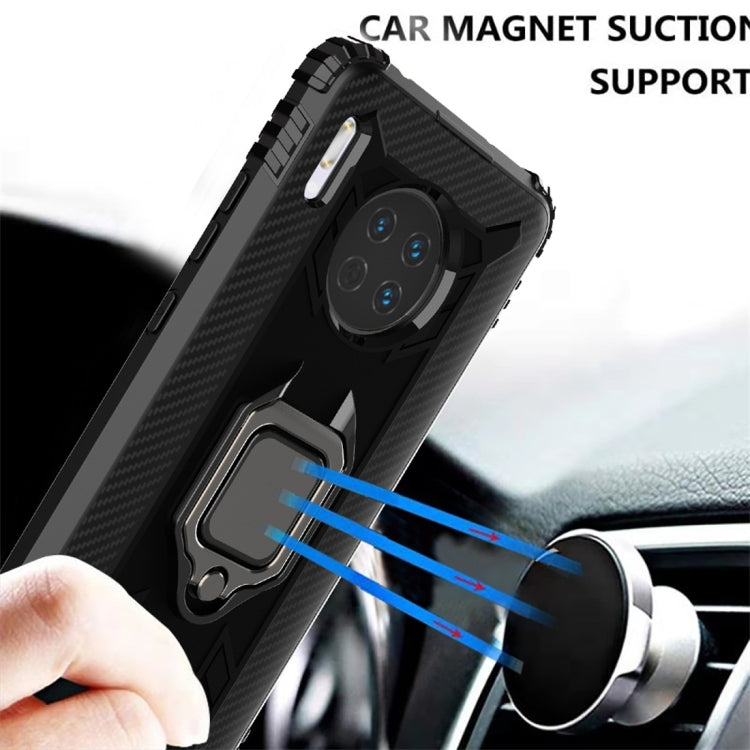 For Huawei Mate 30 Carbon Fiber Protective Case with 360 Degree Rotating Ring Holder