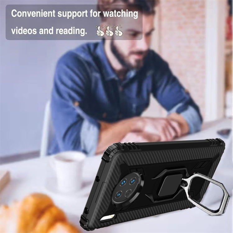 For Huawei Mate 30 Carbon Fiber Protective Case with 360 Degree Rotating Ring Holder