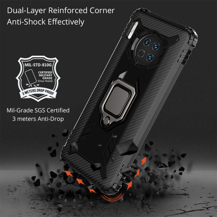 For Huawei Mate 30 Carbon Fiber Protective Case with 360 Degree Rotating Ring Holder