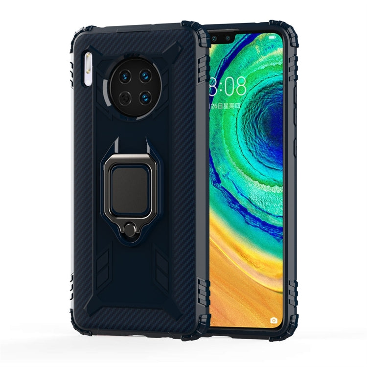 For Huawei Mate 30 Carbon Fiber Protective Case with 360 Degree Rotating Ring Holder