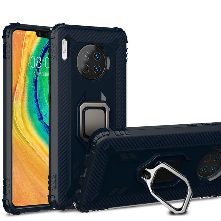 For Huawei Mate 30 Carbon Fiber Protective Case with 360 Degree Rotating Ring Holder