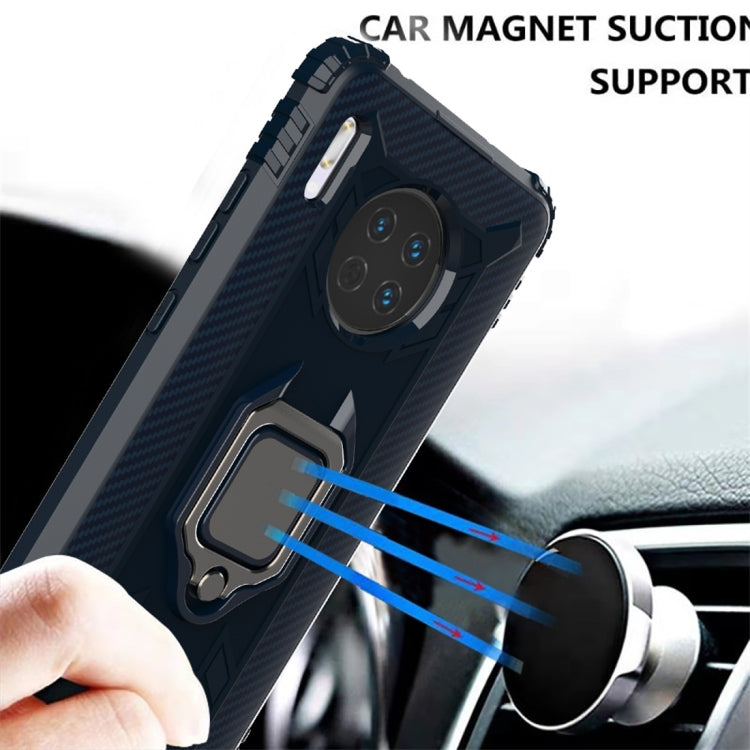 For Huawei Mate 30 Carbon Fiber Protective Case with 360 Degree Rotating Ring Holder