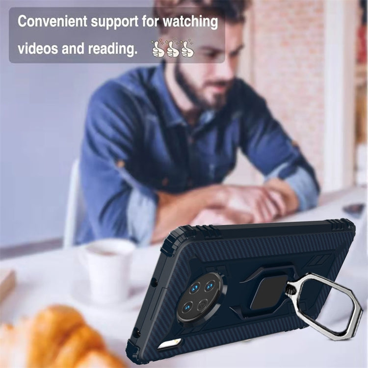 For Huawei Mate 30 Carbon Fiber Protective Case with 360 Degree Rotating Ring Holder