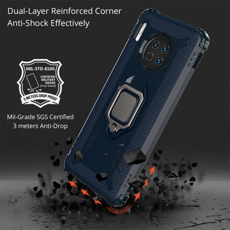 For Huawei Mate 30 Carbon Fiber Protective Case with 360 Degree Rotating Ring Holder