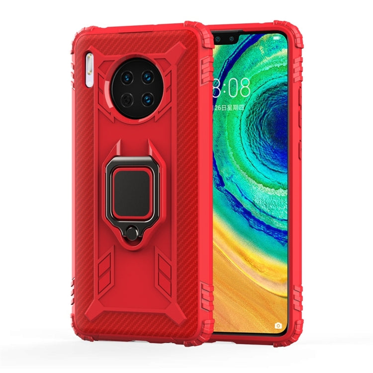For Huawei Mate 30 Carbon Fiber Protective Case with 360 Degree Rotating Ring Holder