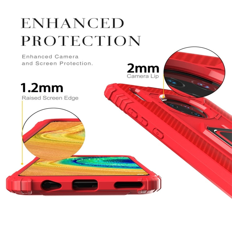 For Huawei Mate 30 Carbon Fiber Protective Case with 360 Degree Rotating Ring Holder