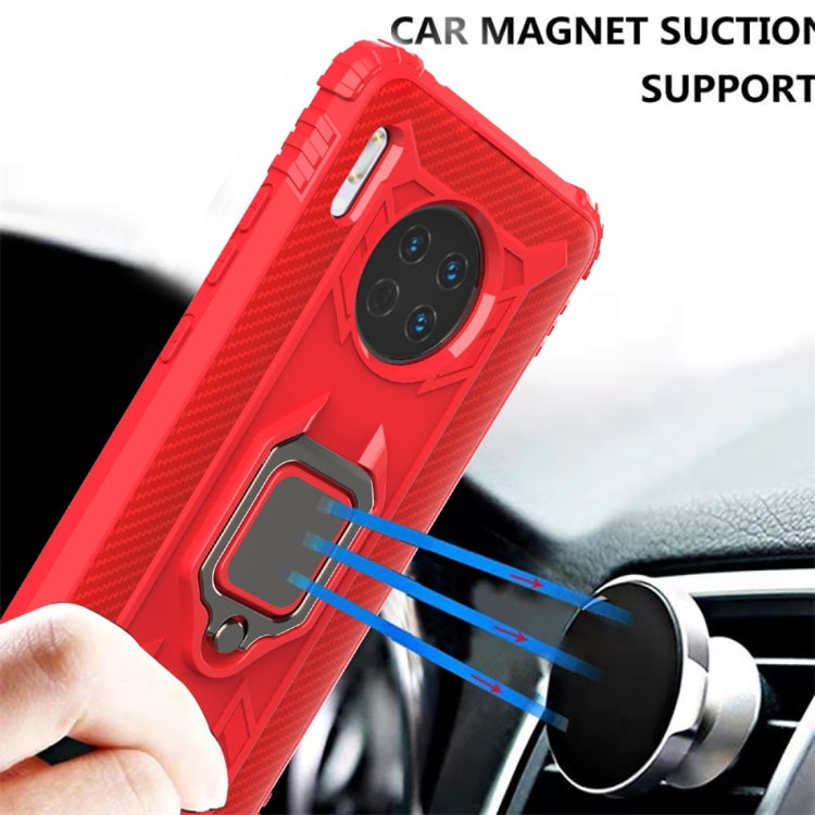 For Huawei Mate 30 Carbon Fiber Protective Case with 360 Degree Rotating Ring Holder