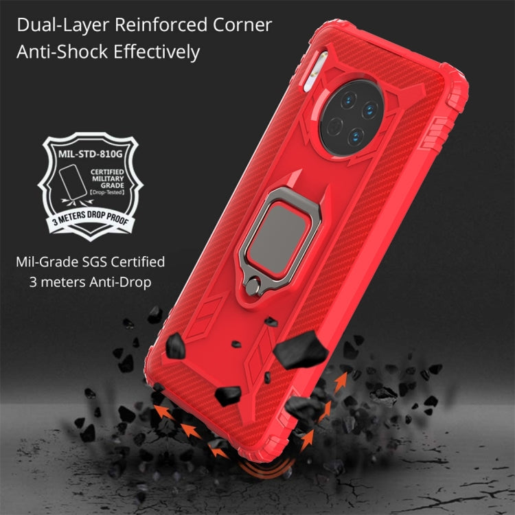 For Huawei Mate 30 Carbon Fiber Protective Case with 360 Degree Rotating Ring Holder