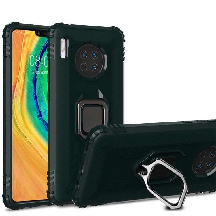 For Huawei Mate 30 Carbon Fiber Protective Case with 360 Degree Rotating Ring Holder