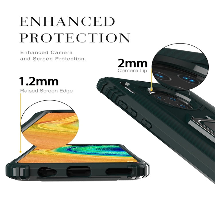 For Huawei Mate 30 Carbon Fiber Protective Case with 360 Degree Rotating Ring Holder