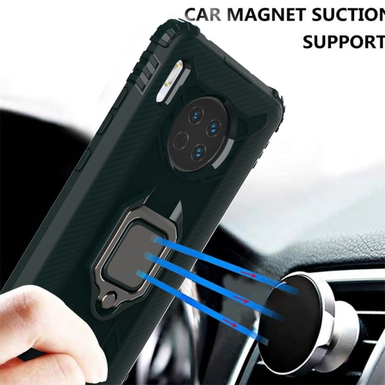 For Huawei Mate 30 Carbon Fiber Protective Case with 360 Degree Rotating Ring Holder