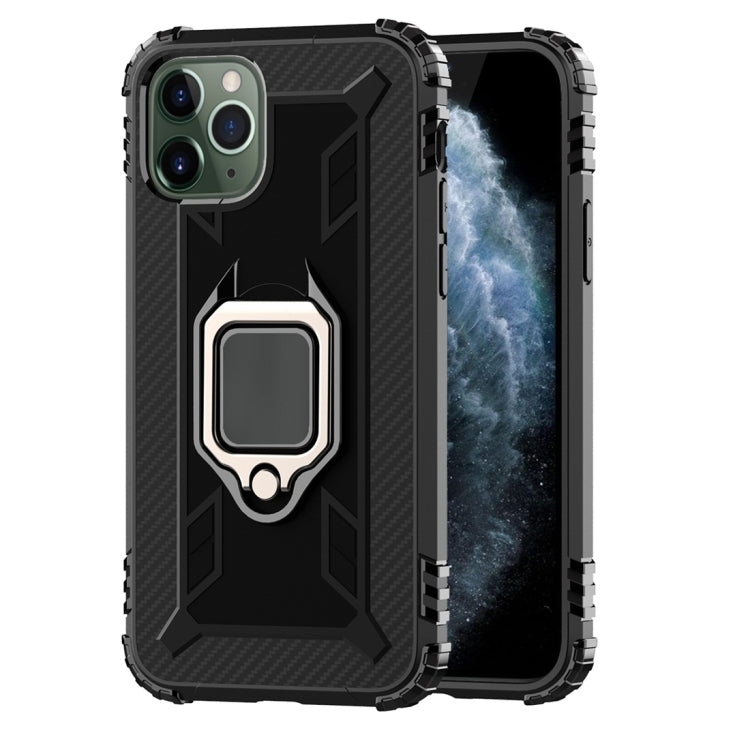 For iPhone 11 Pro Max Carbon Fiber Protective Case with 360 Degree Rotating Ring Holder