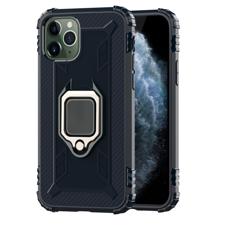 For iPhone 11 Pro Max Carbon Fiber Protective Case with 360 Degree Rotating Ring Holder