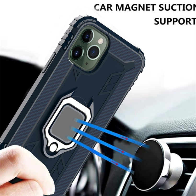For iPhone 11 Pro Max Carbon Fiber Protective Case with 360 Degree Rotating Ring Holder